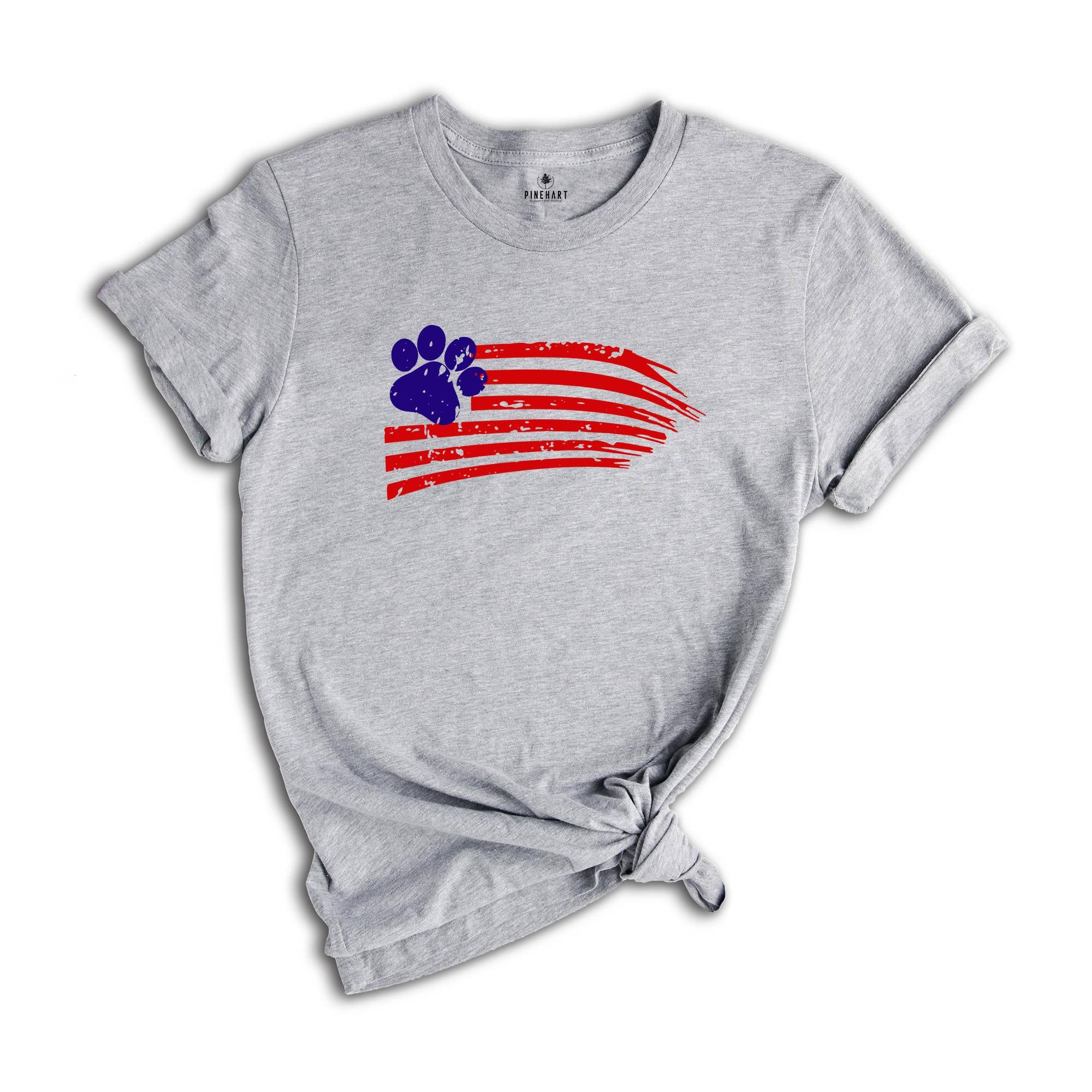 Paw Print Flag Shirt, 4Th Of July Shirt, Usa Flag Shirt, Gift For Him, Dog Owner Shirt, Independence Day Tee, Dog Lover Gift