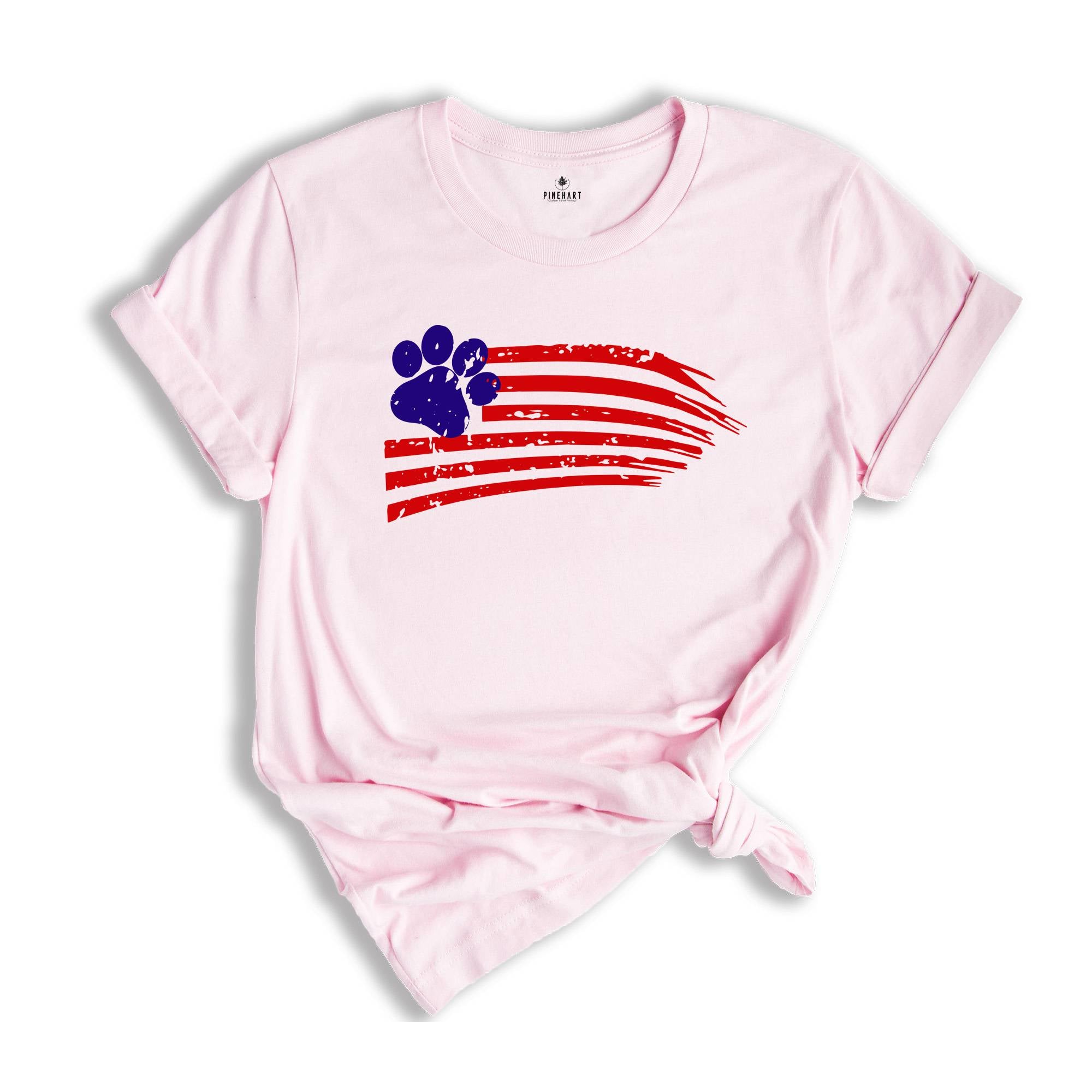 Paw Print Flag Shirt, 4Th Of July Shirt, Usa Flag Shirt, Gift For Him, Dog Owner Shirt, Independence Day Tee, Dog Lover Gift