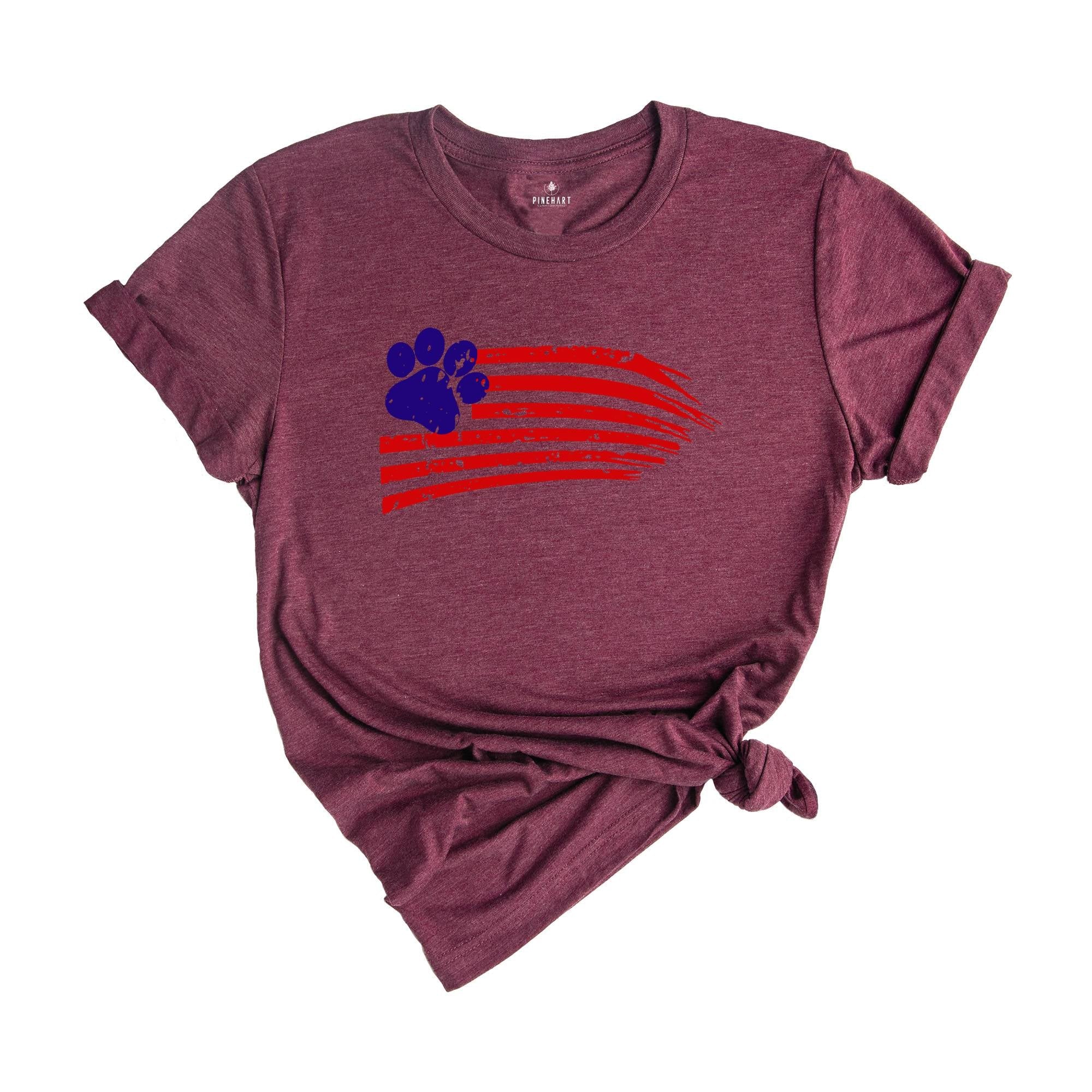 Paw Print Flag Shirt, 4Th Of July Shirt, Usa Flag Shirt, Gift For Him, Dog Owner Shirt, Independence Day Tee, Dog Lover Gift