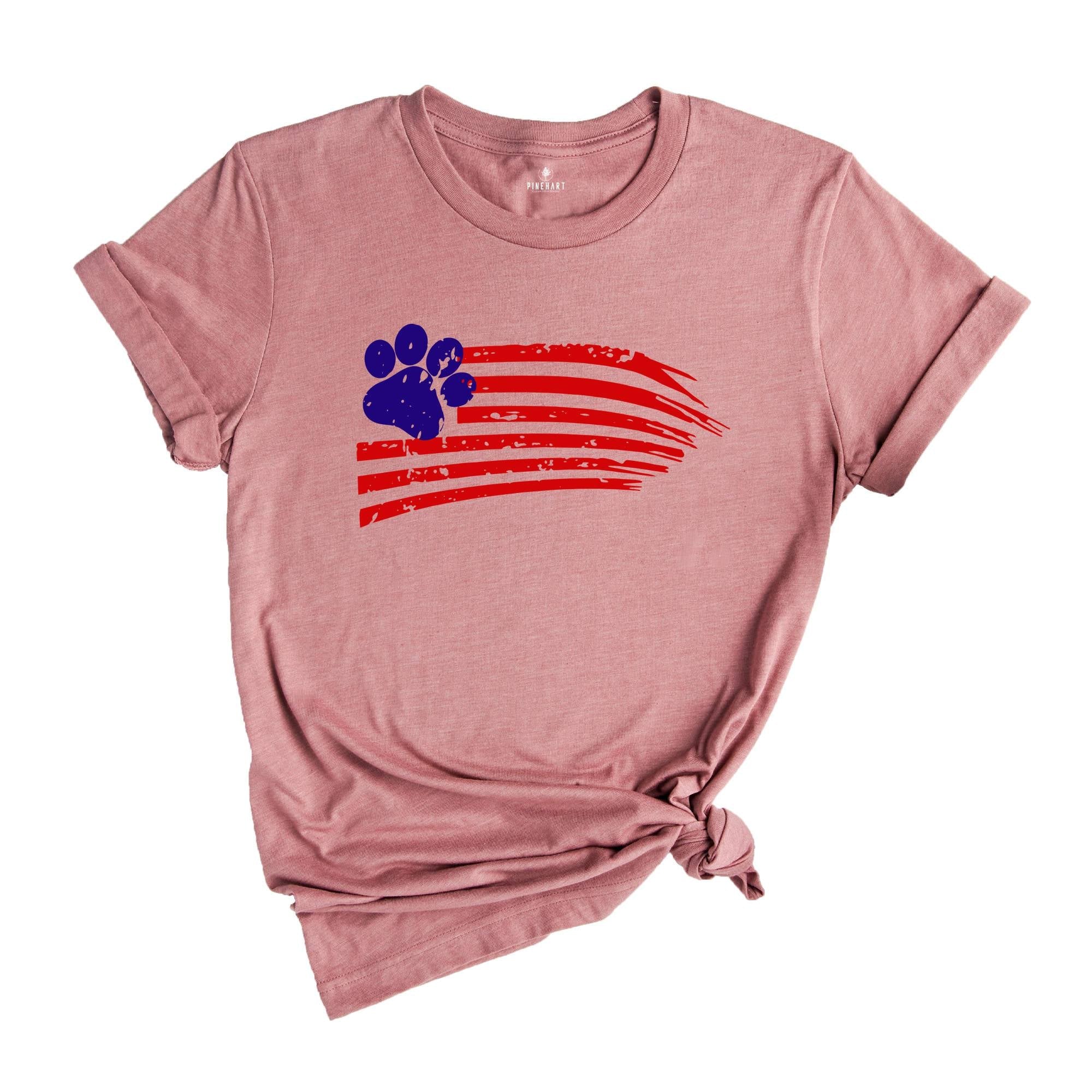 Paw Print Flag Shirt, 4Th Of July Shirt, Usa Flag Shirt, Gift For Him, Dog Owner Shirt, Independence Day Tee, Dog Lover Gift