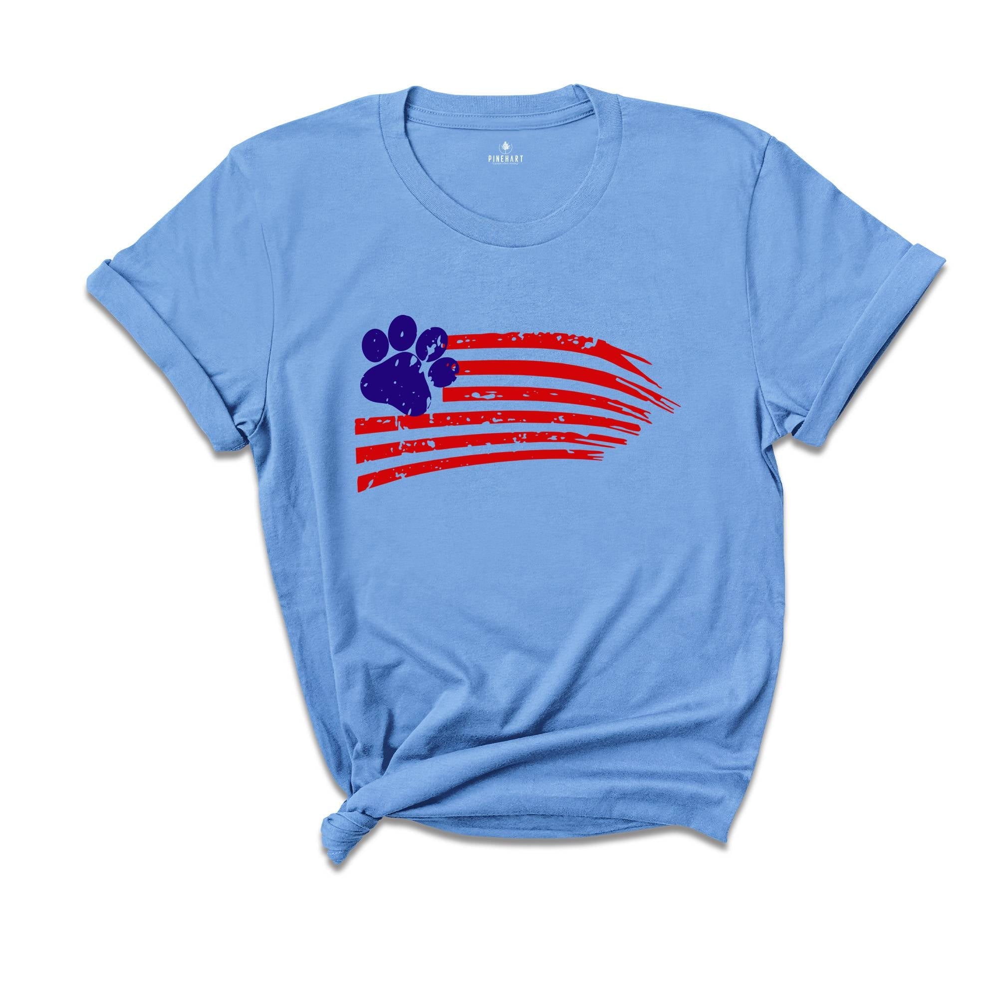 Paw Print Flag Shirt, 4Th Of July Shirt, Usa Flag Shirt, Gift For Him, Dog Owner Shirt, Independence Day Tee, Dog Lover Gift