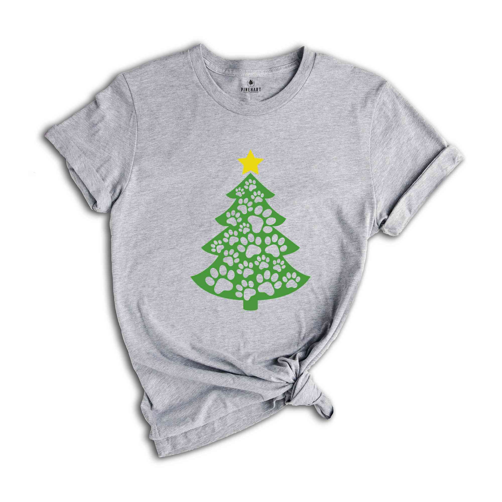 Paw T-Shirt, Christmas Tree Shirt, Dog Paw Tree, Gift For Christmas, Xmas Tee, Pet Lover Gift, Dog Lover Shirt, Xmas Gift