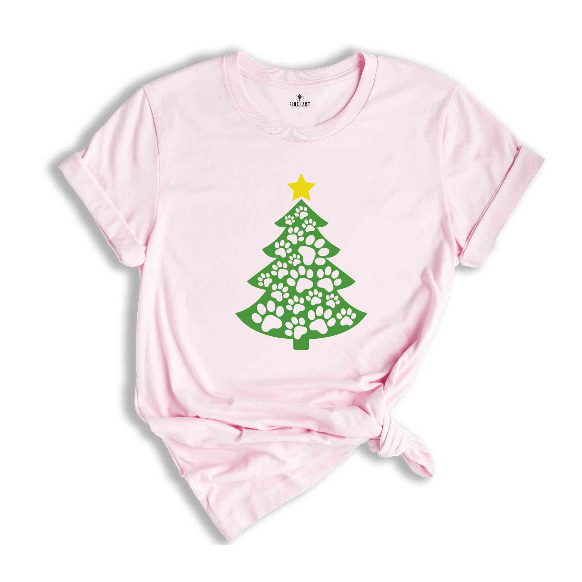 Paw T-Shirt, Christmas Tree Shirt, Dog Paw Tree, Gift For Christmas, Xmas Tee, Pet Lover Gift, Dog Lover Shirt, Xmas Gift