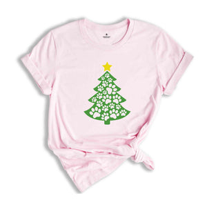 Paw T-Shirt, Christmas Tree Shirt, Dog Paw Tree, Gift For Christmas, Xmas Tee, Pet Lover Gift, Dog Lover Shirt, Xmas Gift