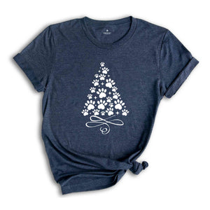 Paw T-Shirt, Christmas Tree Shirt, Dog Paw Tree, Gift For Christmas, Xmas Tee, Pet Lover Gift, Dog Lover Shirt, Xmas Gift