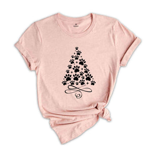 Paw T-Shirt, Christmas Tree Shirt, Dog Paw Tree, Gift For Christmas, Xmas Tee, Pet Lover Gift, Dog Lover Shirt, Xmas Gift