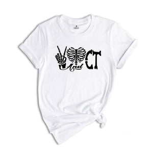 Peace Love and CT Shirt, Radiology Tech Shirt, X-ray Tech Shirt, Rad Tech Shirt, Radiology Technologist Shirt, Ct Gift