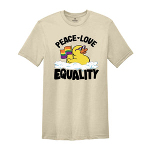 Peace Love Equality Duck Gay Pride Lgbt Shirt, Cute LGBT Shirt, LGBTQ Pride Shirt, Pride Ally Shirt, Pride Flag Shirt, Gay Shirt