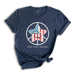 Peace Love Freedom Shirt, America Peace Shirt, Star Shirt, 4th Of July Shirt, America Freedom Shirt, Patriotic Shirt, Republican Shirt