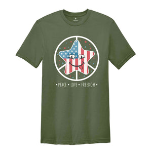 Peace Love Freedom Shirt, America Peace Shirt, Star Shirt, 4th Of July Shirt, America Freedom Shirt, Patriotic Shirt, Republican Shirt