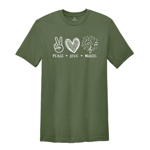 Peace Love Music Shirt, Music Lover Shirt, Music Teacher Shirt, Musician Tee, Musician Gift, Musical Notes Shirt, Music Teacher Gift