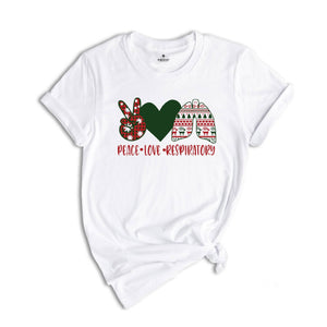 Peace Lover Respiratory Shirt, Healthcare Worker Christmas Shirt, Respiratory Therapist Christmas Shirt, RT Christmas Shirt, RT Tee