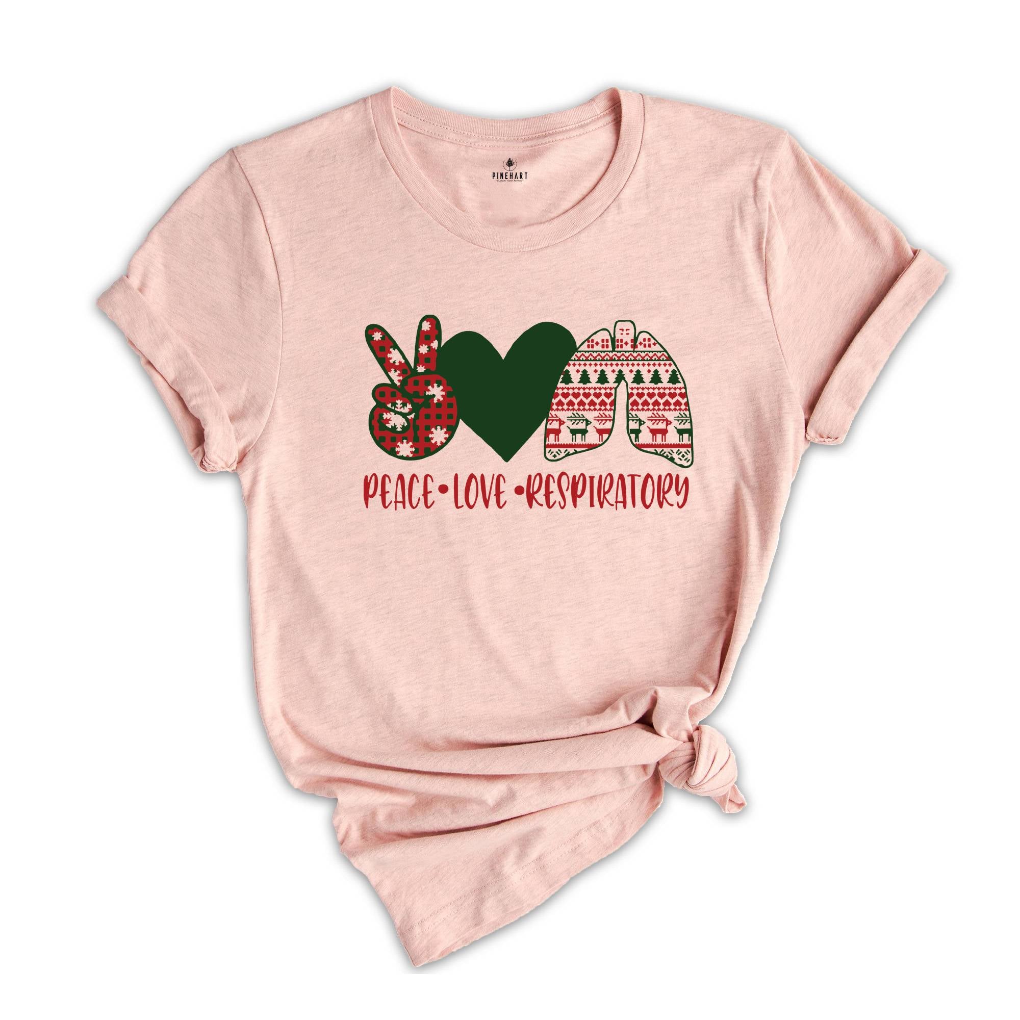 Peace Lover Respiratory Shirt, Healthcare Worker Christmas Shirt, Respiratory Therapist Christmas Shirt, RT Christmas Shirt, RT Tee