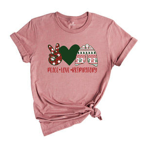 Peace Lover Respiratory Shirt, Healthcare Worker Christmas Shirt, Respiratory Therapist Christmas Shirt, RT Christmas Shirt, RT Tee