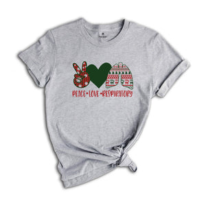 Peace Lover Respiratory Shirt, Healthcare Worker Christmas Shirt, Respiratory Therapist Christmas Shirt, RT Christmas Shirt, RT Tee