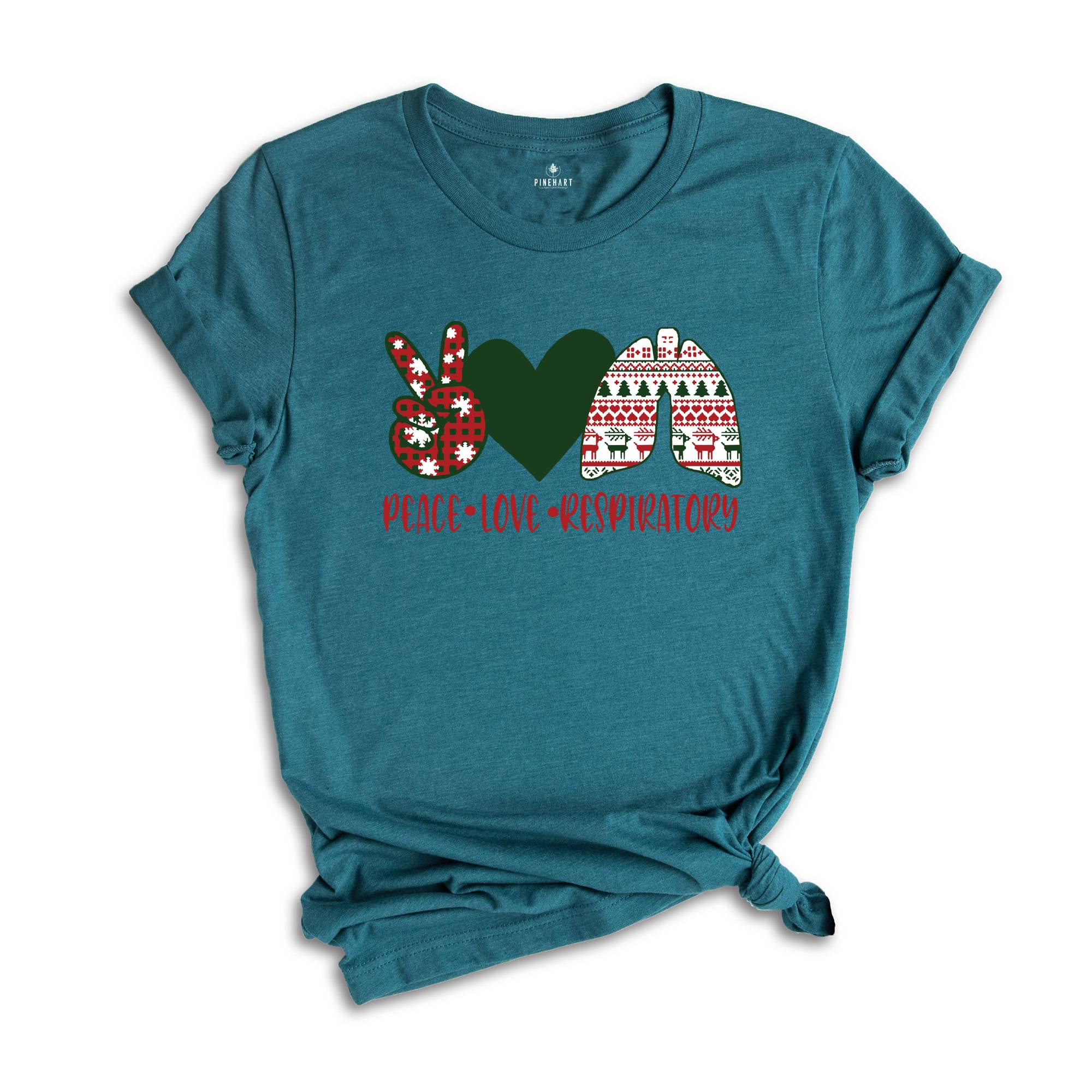 Peace Lover Respiratory Shirt, Healthcare Worker Christmas Shirt, Respiratory Therapist Christmas Shirt, RT Christmas Shirt, RT Tee