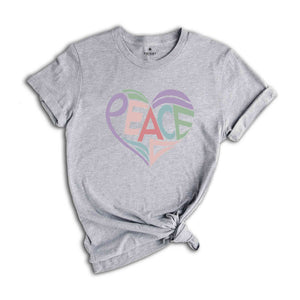 Peace T-Shirt, Peace Heart Shirt, Groovy Shirt, Groovy Peace Shirt, Boho Shirt, Peace Apparel, Boho Style Gifts