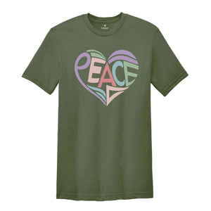 Peace T-Shirt, Peace Heart Shirt, Groovy Shirt, Groovy Peace Shirt, Boho Shirt, Peace Apparel, Boho Style Gifts