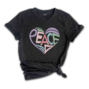 Peace T-Shirt, Peace Heart Shirt, Groovy Shirt, Groovy Peace Shirt, Boho Shirt, Peace Apparel, Boho Style Gifts