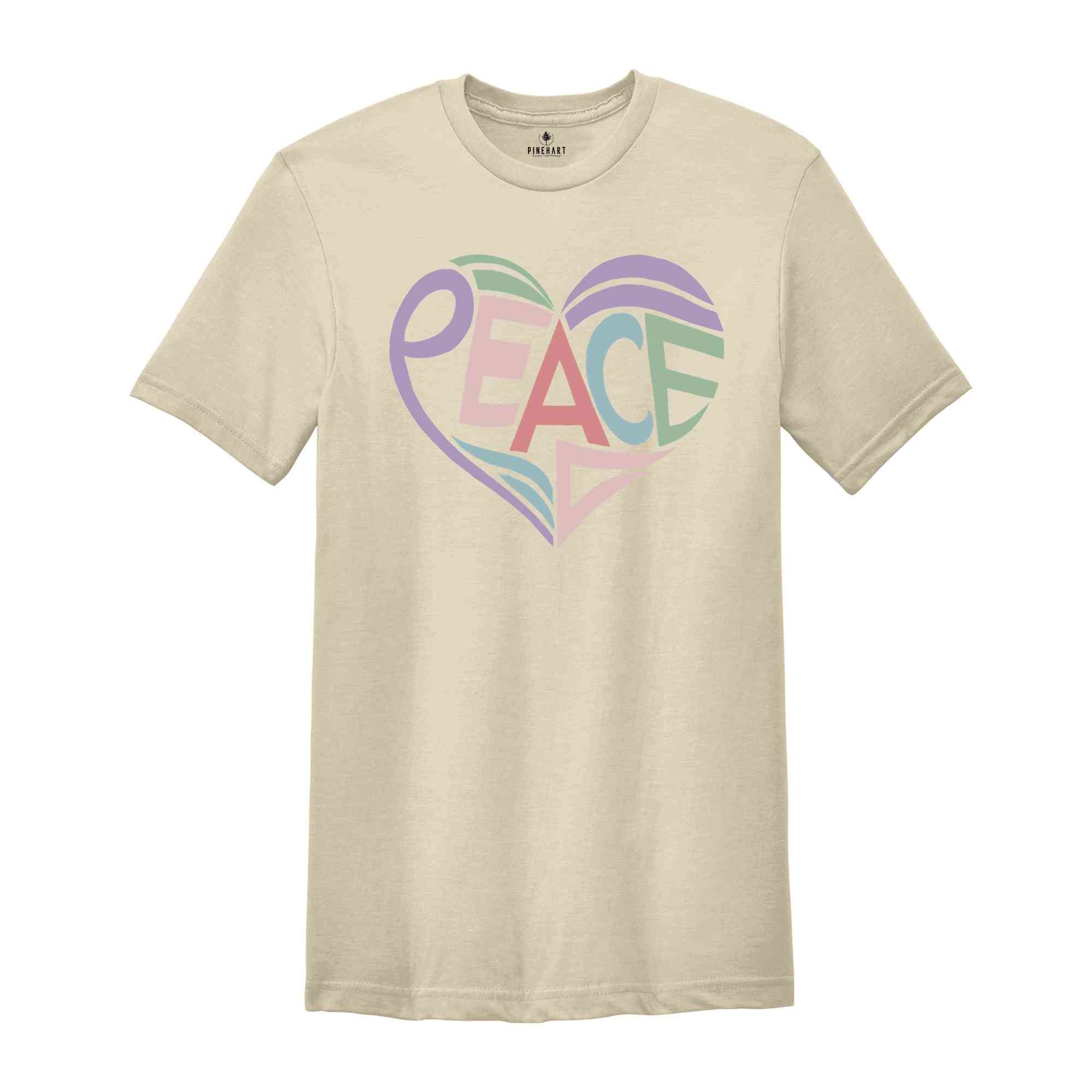 Peace T-Shirt, Peace Heart Shirt, Groovy Shirt, Groovy Peace Shirt, Boho Shirt, Peace Apparel, Boho Style Gifts