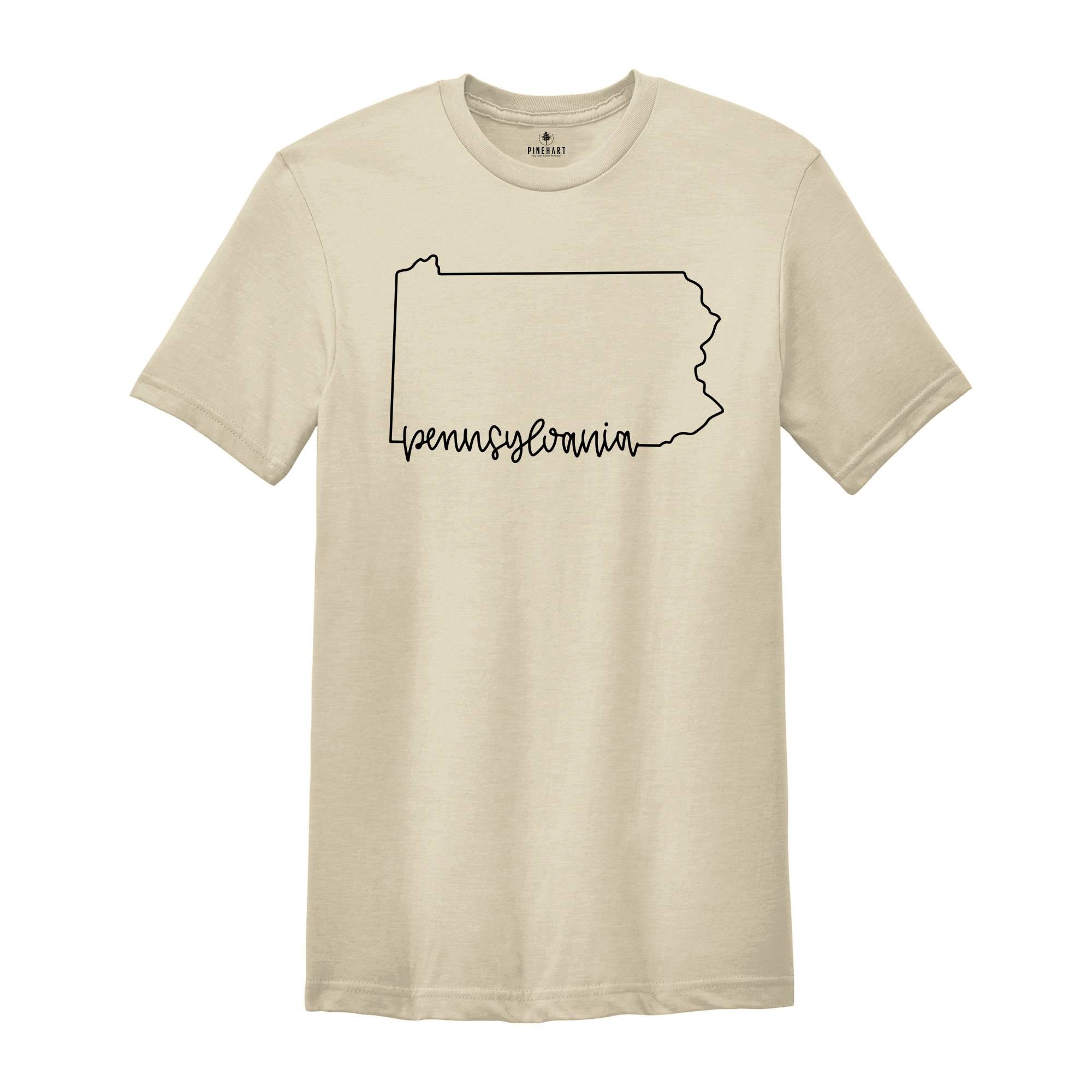 Pennsylvania State Shirts, Pennsylvania State Map Shirt, Pennsylvania Travel Gifts, Pennsylvania Clothing, Pennsylvania State Sweatshirt
