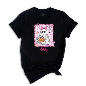 Personalized Halloween Kids Name Shirt, Halloween Ghost Pumpkin Toddler Shirt, Spooky Halloween Kids Shirt