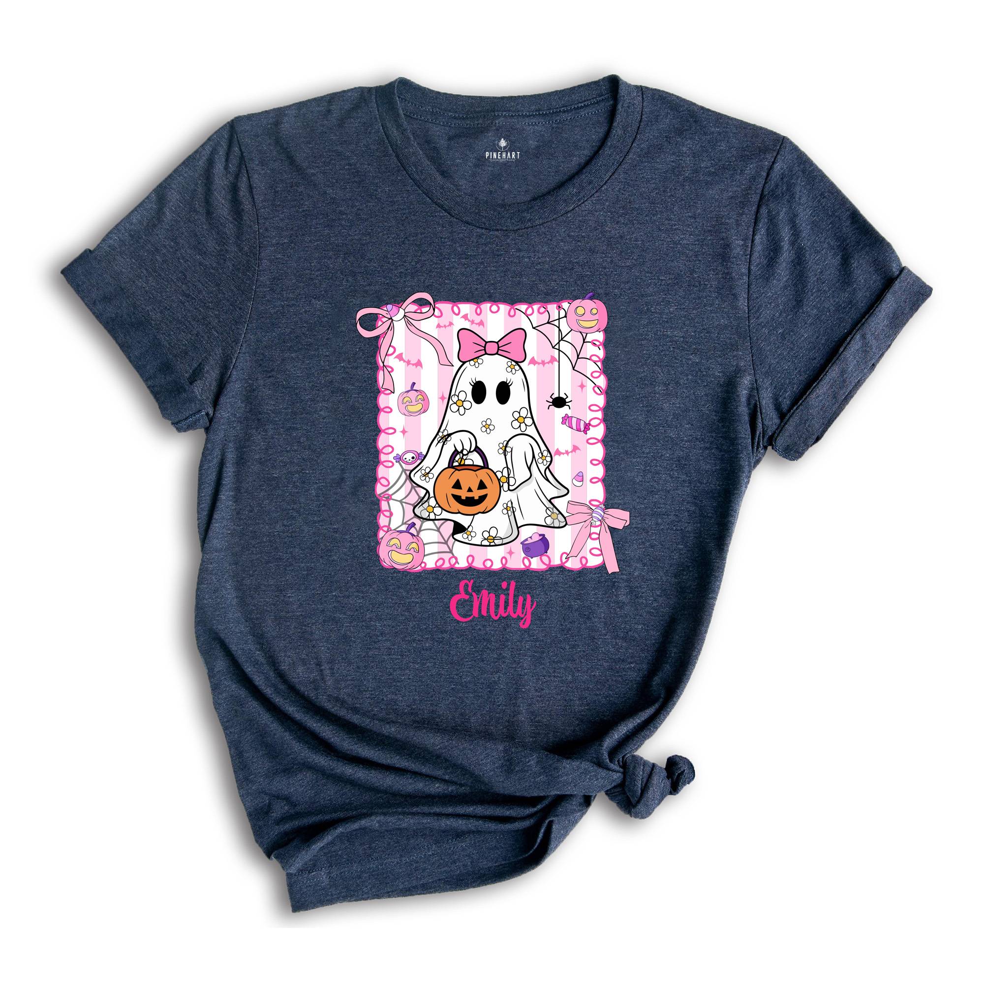 Personalized Halloween Kids Name Shirt, Halloween Ghost Pumpkin Toddler Shirt, Spooky Halloween Kids Shirt