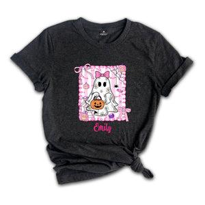 Personalized Halloween Kids Name Shirt, Halloween Ghost Pumpkin Toddler Shirt, Spooky Halloween Kids Shirt