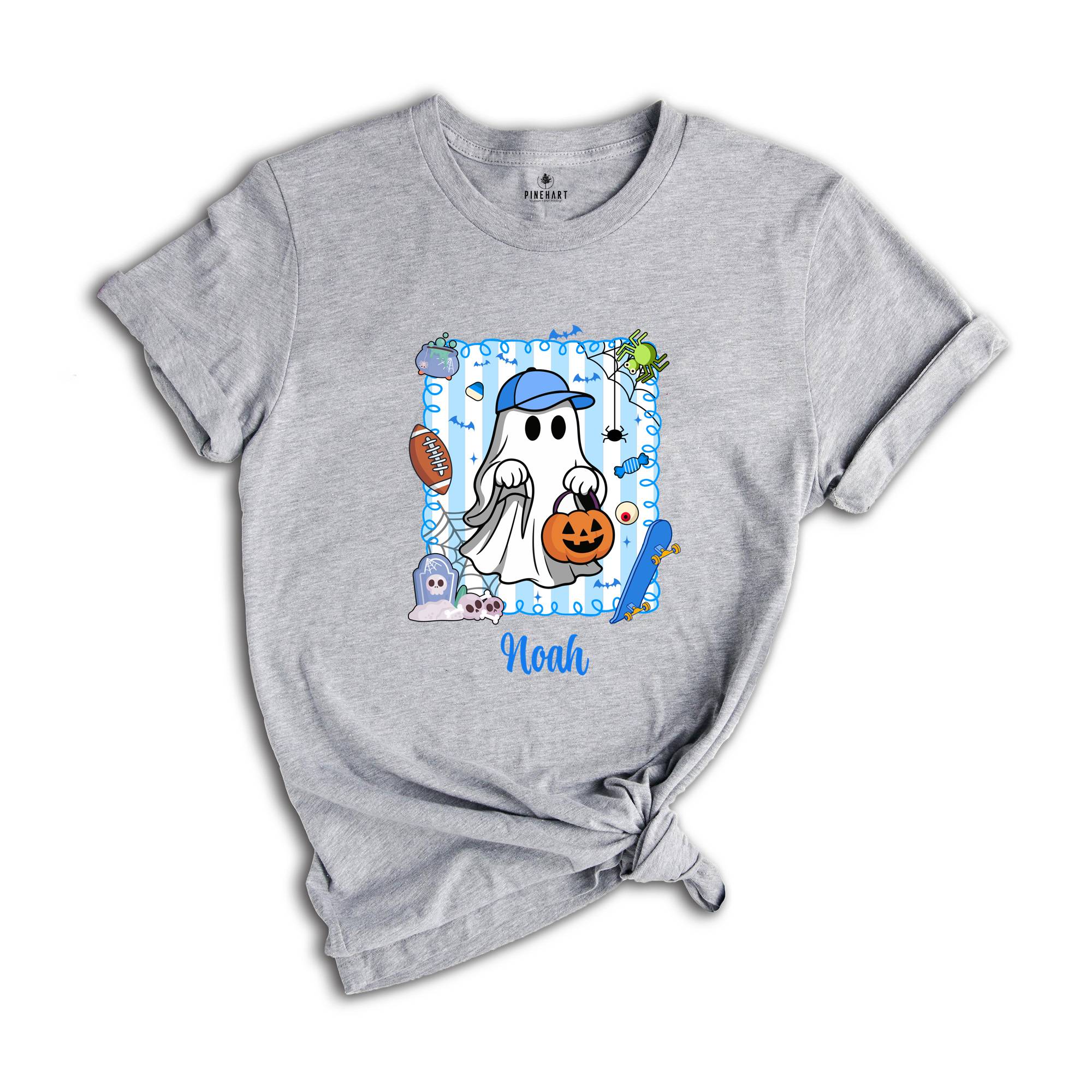 Personalized Halloween Kids Name Shirt, Halloween Ghost Pumpkin Toddler Shirt, Spooky Halloween Kids Shirt