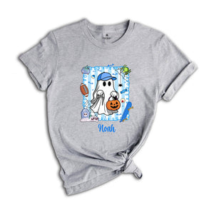 Personalized Halloween Kids Name Shirt, Halloween Ghost Pumpkin Toddler Shirt, Spooky Halloween Kids Shirt
