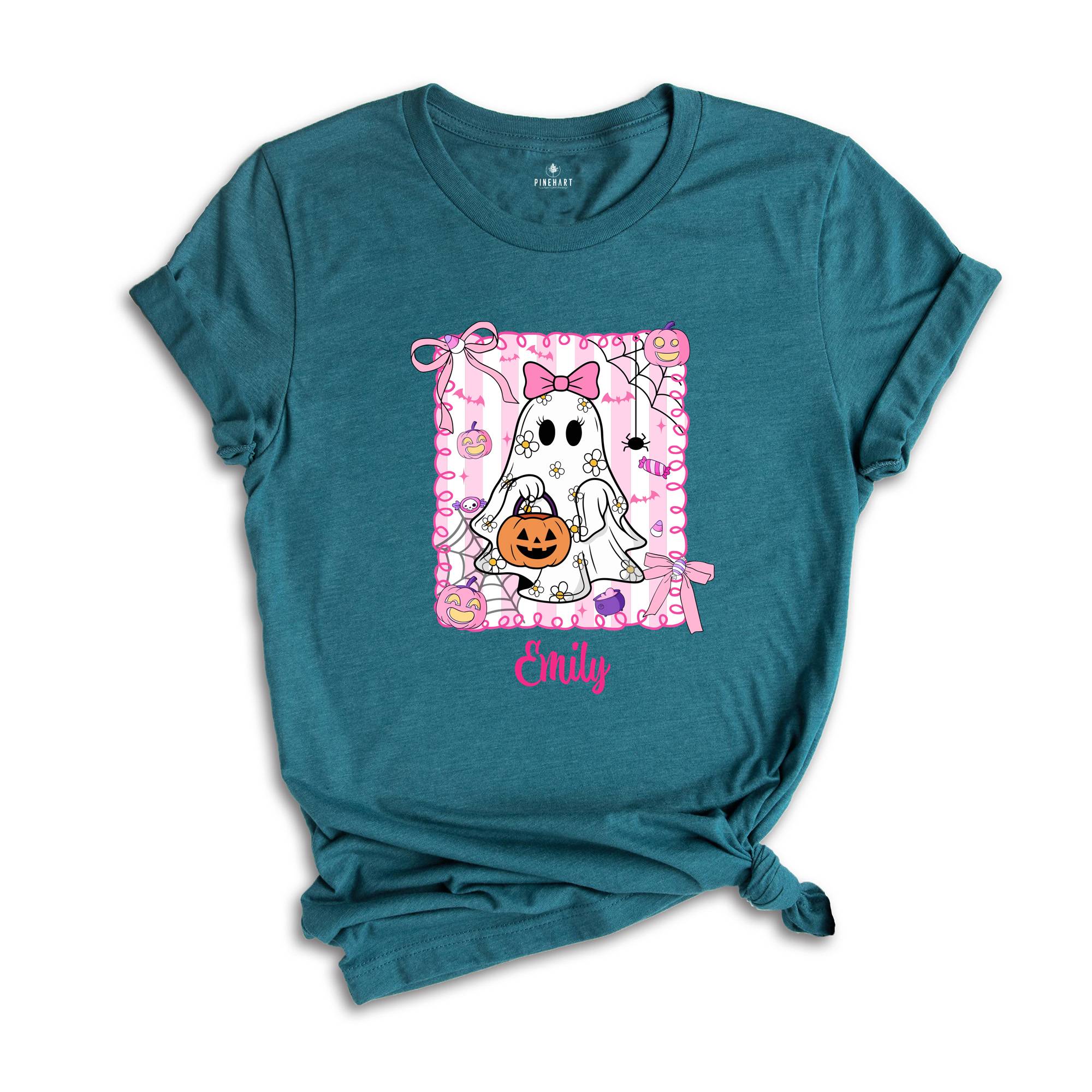Personalized Halloween Kids Name Shirt, Halloween Ghost Pumpkin Toddler Shirt, Spooky Halloween Kids Shirt