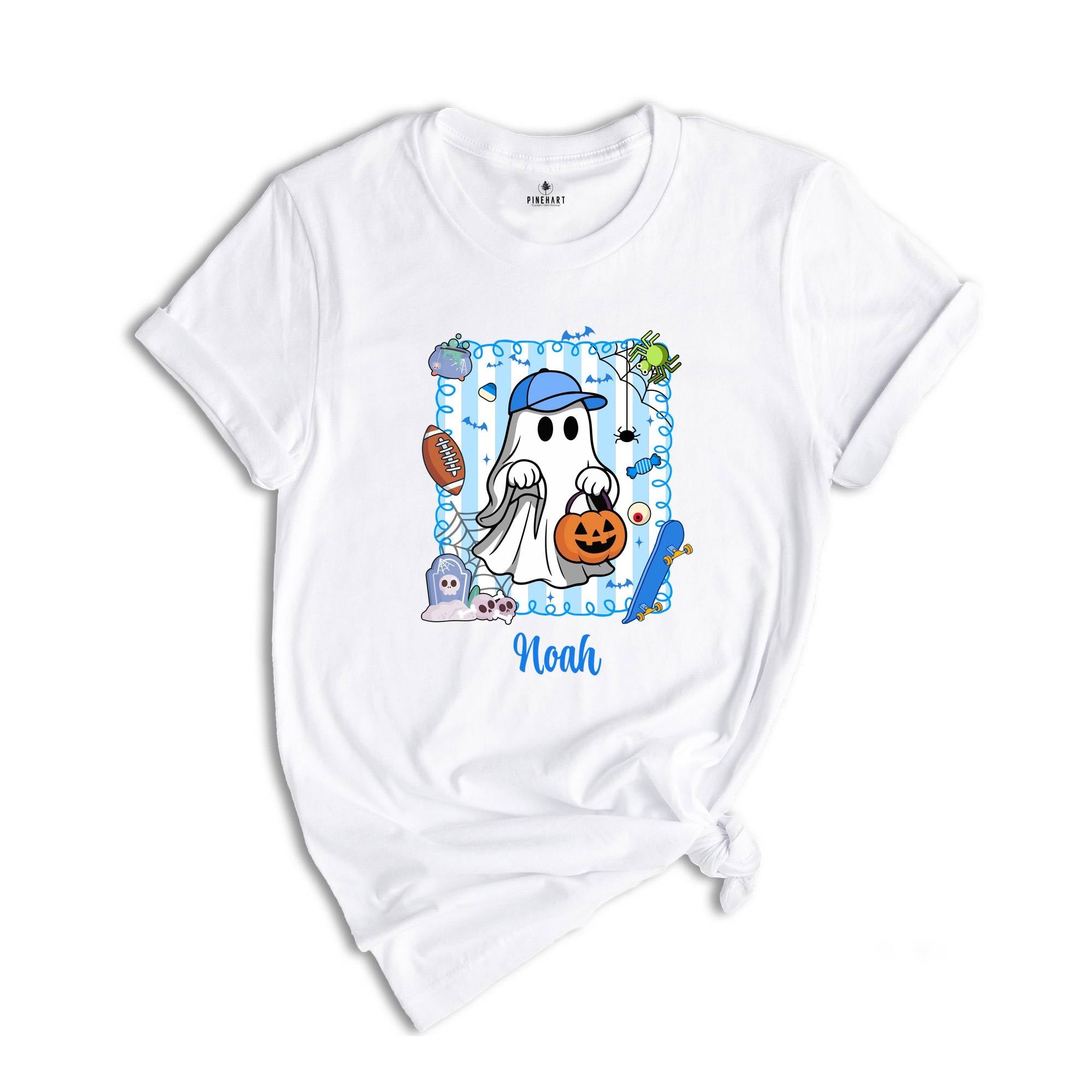 Personalized Halloween Kids Name Shirt, Halloween Ghost Pumpkin Toddler Shirt, Spooky Halloween Kids Shirt
