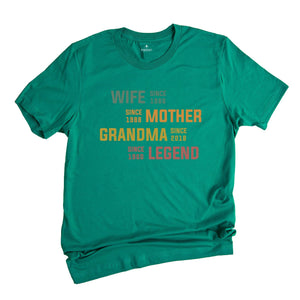 Personalized Mom Grandma Shirt, Mother's Day Shirt, Wife Mother Grandma Legend, Grandmother Custom Dates, Funny Mom Birthday Gift for Women