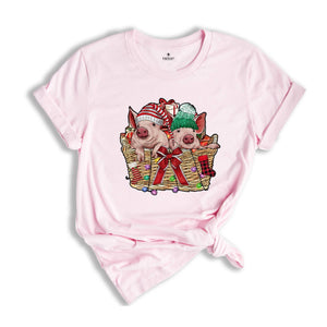 Pigs Christmas Shirt, Pig Lover Shirt, Pig Holiday Shirt, Christmas Animal Tee, Cute Christmas T-Shirt, Santa Pig Shirt