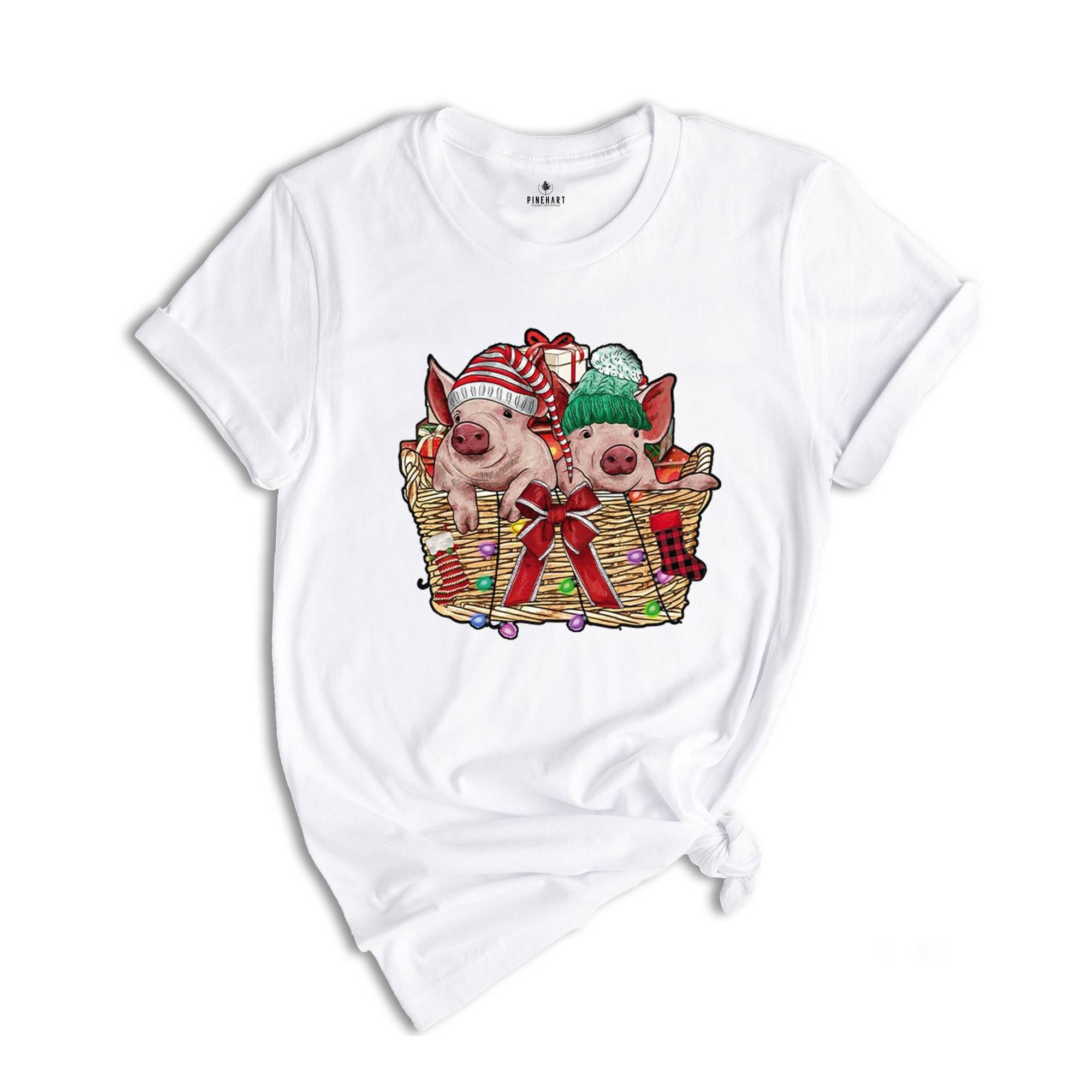 Pigs Christmas Shirt, Pig Lover Shirt, Pig Holiday Shirt, Christmas Animal Tee, Cute Christmas T-Shirt, Santa Pig Shirt