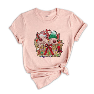 Pigs Christmas Shirt, Pig Lover Shirt, Pig Holiday Shirt, Christmas Animal Tee, Cute Christmas T-Shirt, Santa Pig Shirt