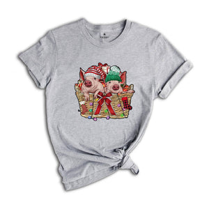Pigs Christmas Shirt, Pig Lover Shirt, Pig Holiday Shirt, Christmas Animal Tee, Cute Christmas T-Shirt, Santa Pig Shirt