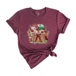 Pigs Christmas Shirt, Pig Lover Shirt, Pig Holiday Shirt, Christmas Animal Tee, Cute Christmas T-Shirt, Santa Pig Shirt
