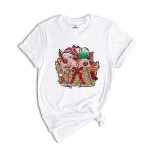 Pigs Christmas Shirt, Pig Lover Shirt, Pig Holiday Shirt, Christmas Animal Tee, Cute Christmas T-Shirt, Santa Pig Shirt