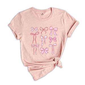 Pink Bow Trendy Shirt, Ribbon Bow Pullover Shirt, Cute Little Bow Shirt, Pink Bow Shirt, Ribbon Tee, Cute Ribbon Shirt