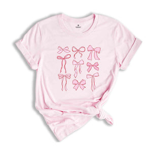 Pink Bow Trendy Shirt, Ribbon Bow Pullover Shirt, Cute Little Bow Shirt, Pink Bow Shirt, Ribbon Tee, Cute Ribbon Shirt