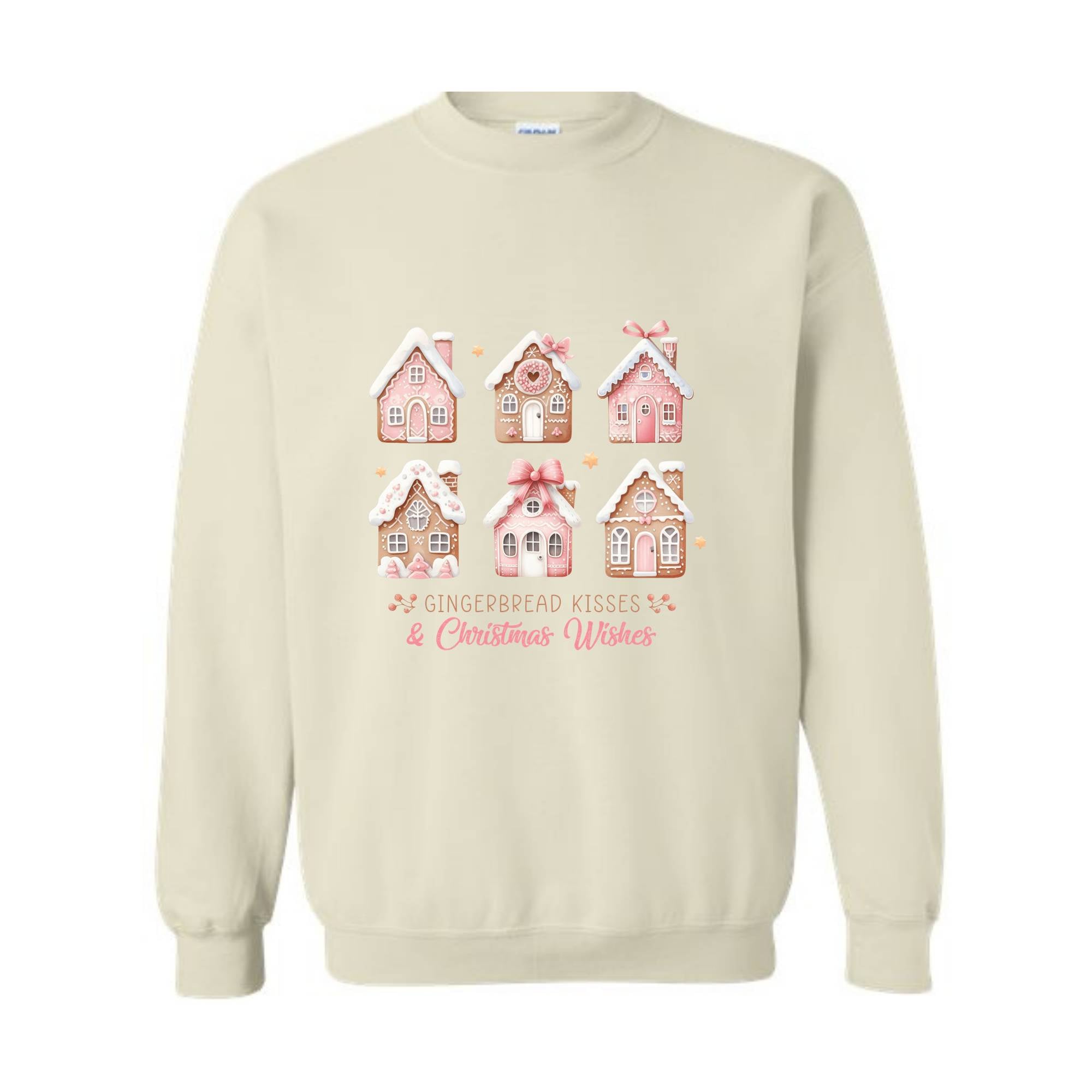 Pink Christmas Gingerbread Houses Sweatshirt, Christmas Sweatshirt, Christmas Sweater, Gingerbread House Sweater, Xmas Christmas Shirt