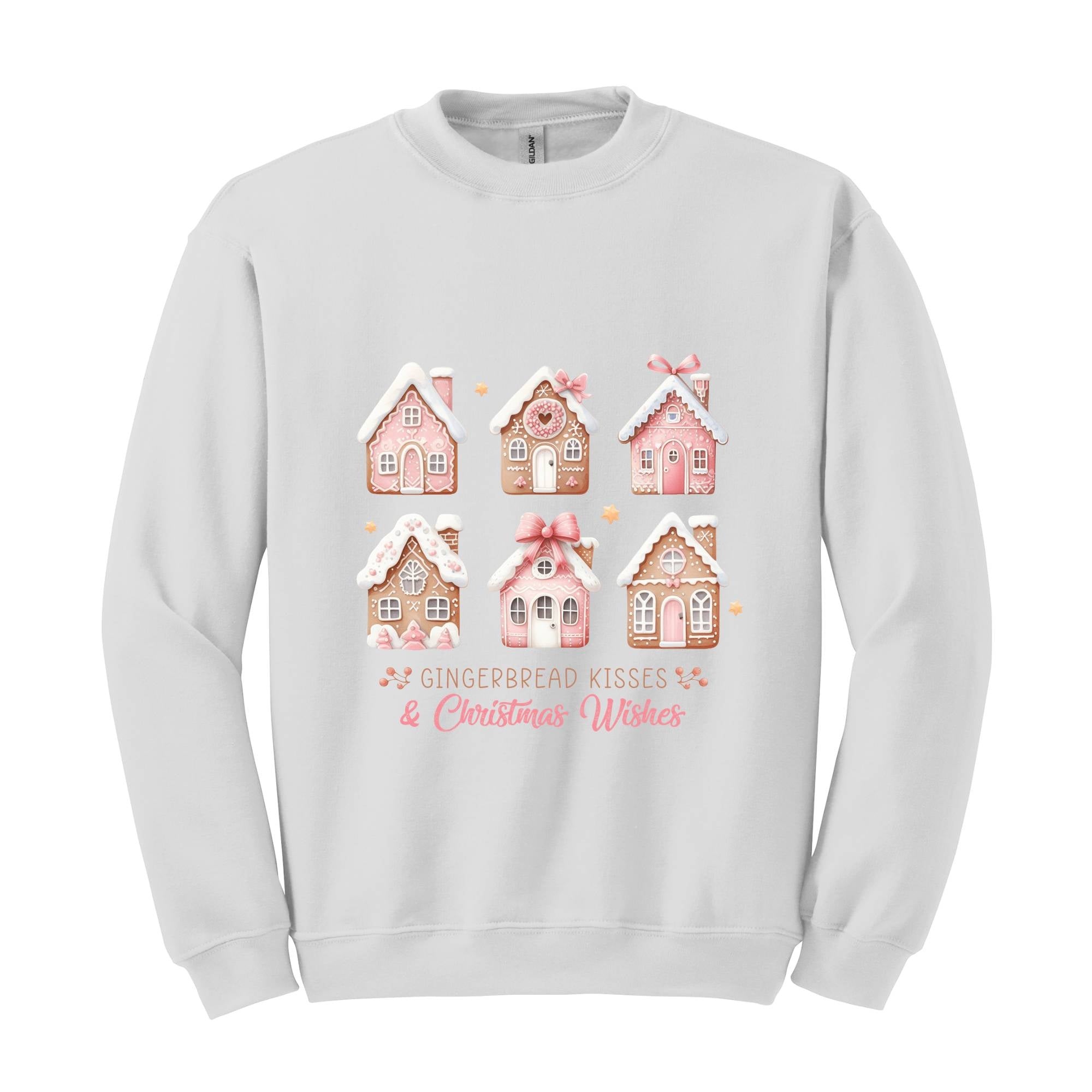Pink Christmas Gingerbread Houses Sweatshirt, Christmas Sweatshirt, Christmas Sweater, Gingerbread House Sweater, Xmas Christmas Shirt