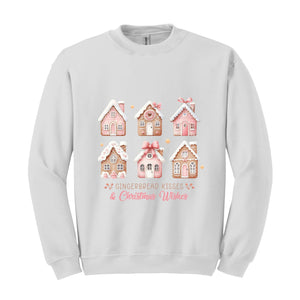 Pink Christmas Gingerbread Houses Sweatshirt, Christmas Sweatshirt, Christmas Sweater, Gingerbread House Sweater, Xmas Christmas Shirt