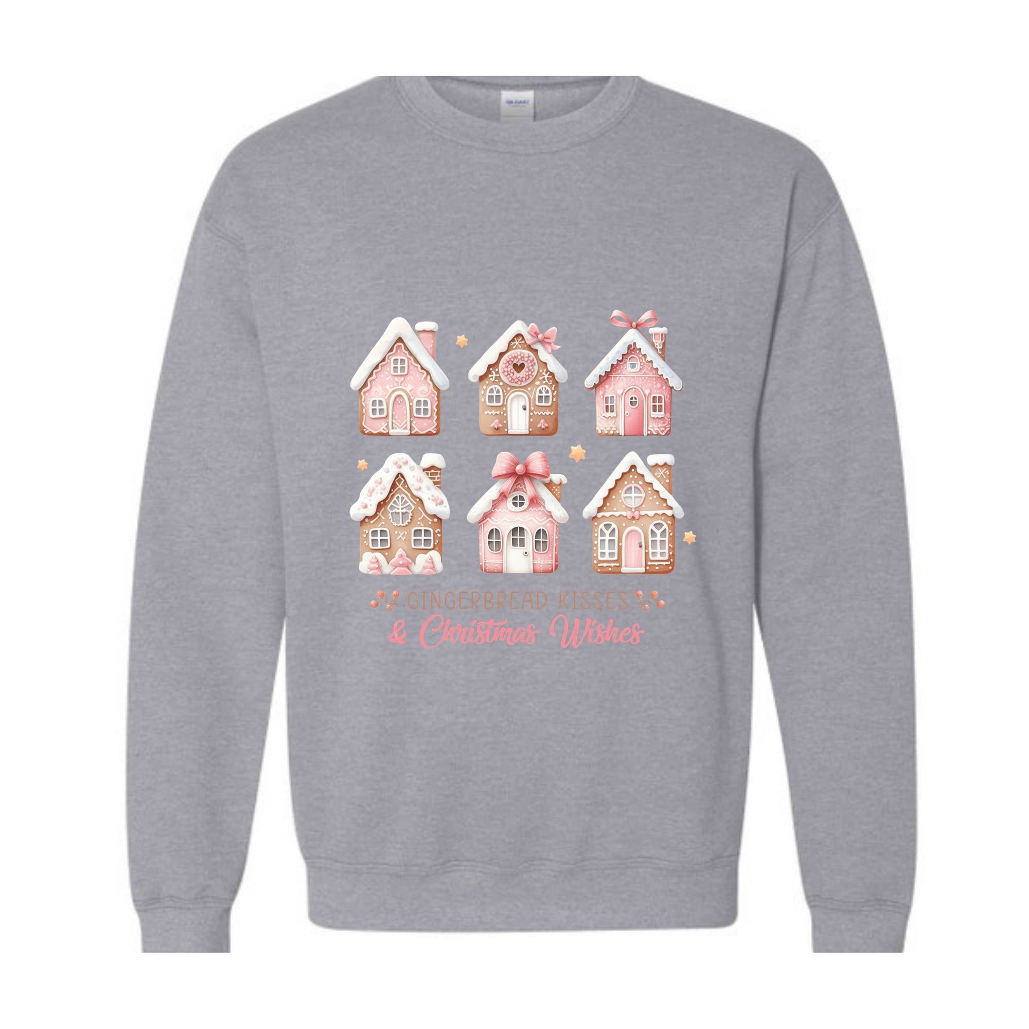 Pink Christmas Gingerbread Houses Sweatshirt, Christmas Sweatshirt, Christmas Sweater, Gingerbread House Sweater, Xmas Christmas Shirt
