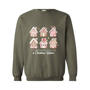 Pink Christmas Gingerbread Houses Sweatshirt, Christmas Sweatshirt, Christmas Sweater, Gingerbread House Sweater, Xmas Christmas Shirt