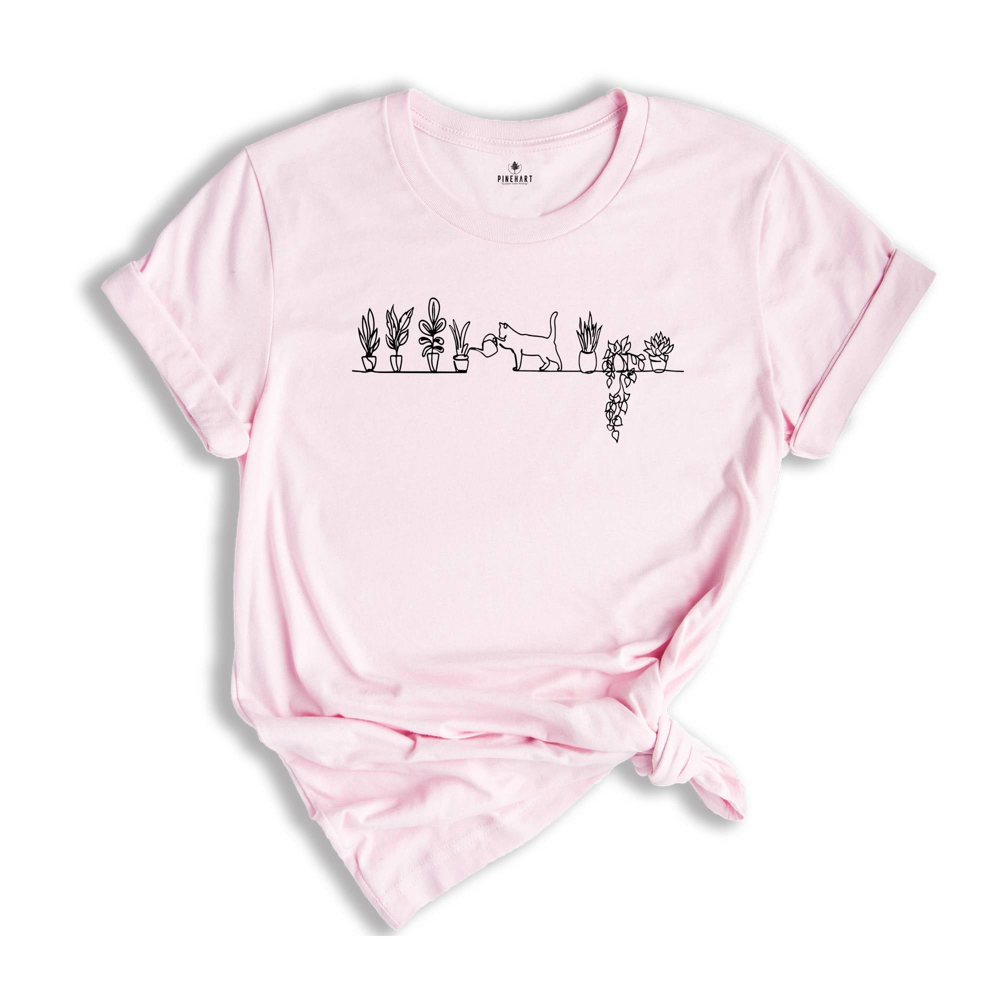 Plant and Cat Shirt, Plant Lover Shirt, Cat Lover Tee, Cute Cat T-Shirt, Kitty Kitten Shirt, Plant Lady, Gardening Shirt, Cat Lover Gift