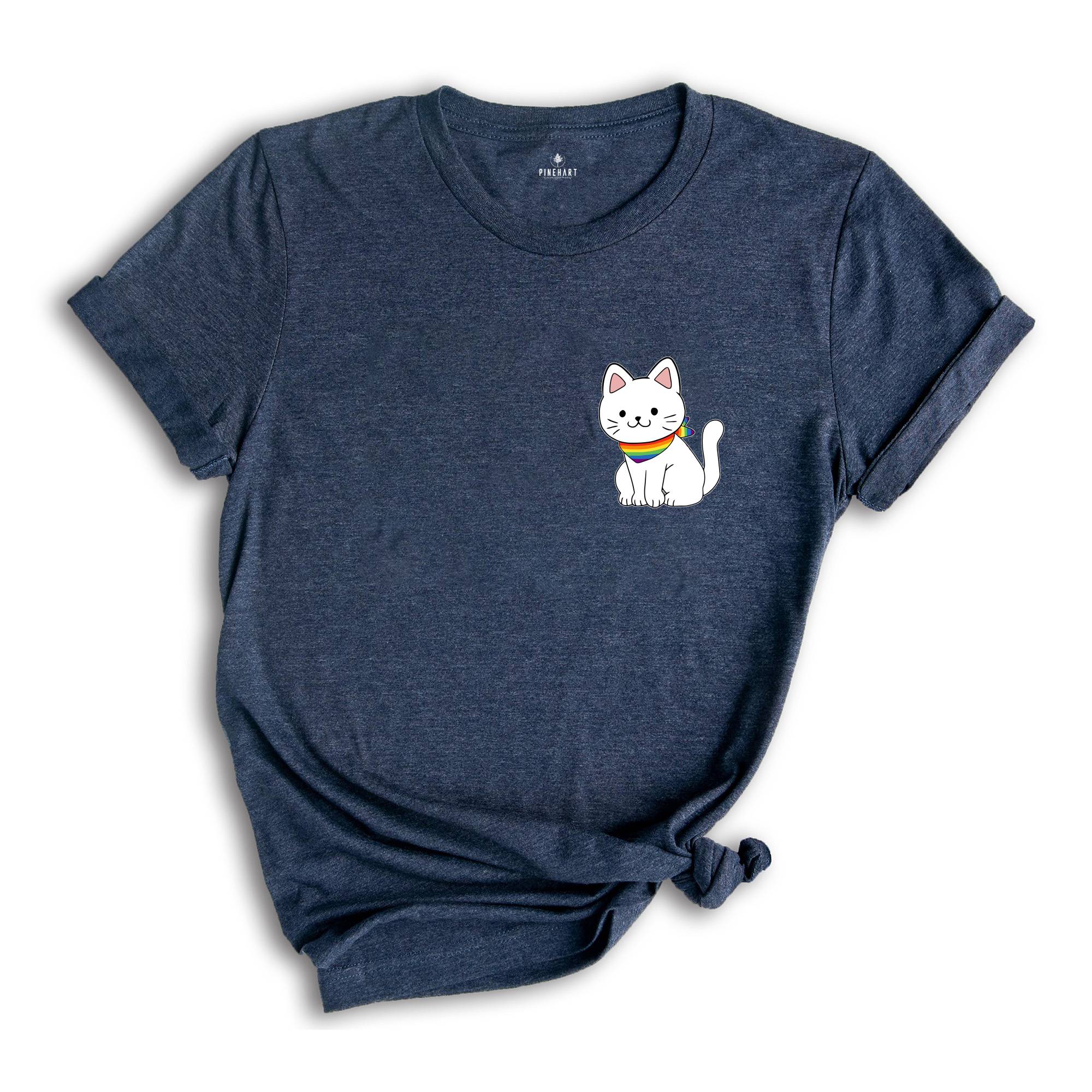 Pocket Pride Cat T-shirt, Trans Pride Shirt, Pride Ally Shirt, Funny Gay Shirt, Rainbow Colors Cat Shirts, Pride Outfit