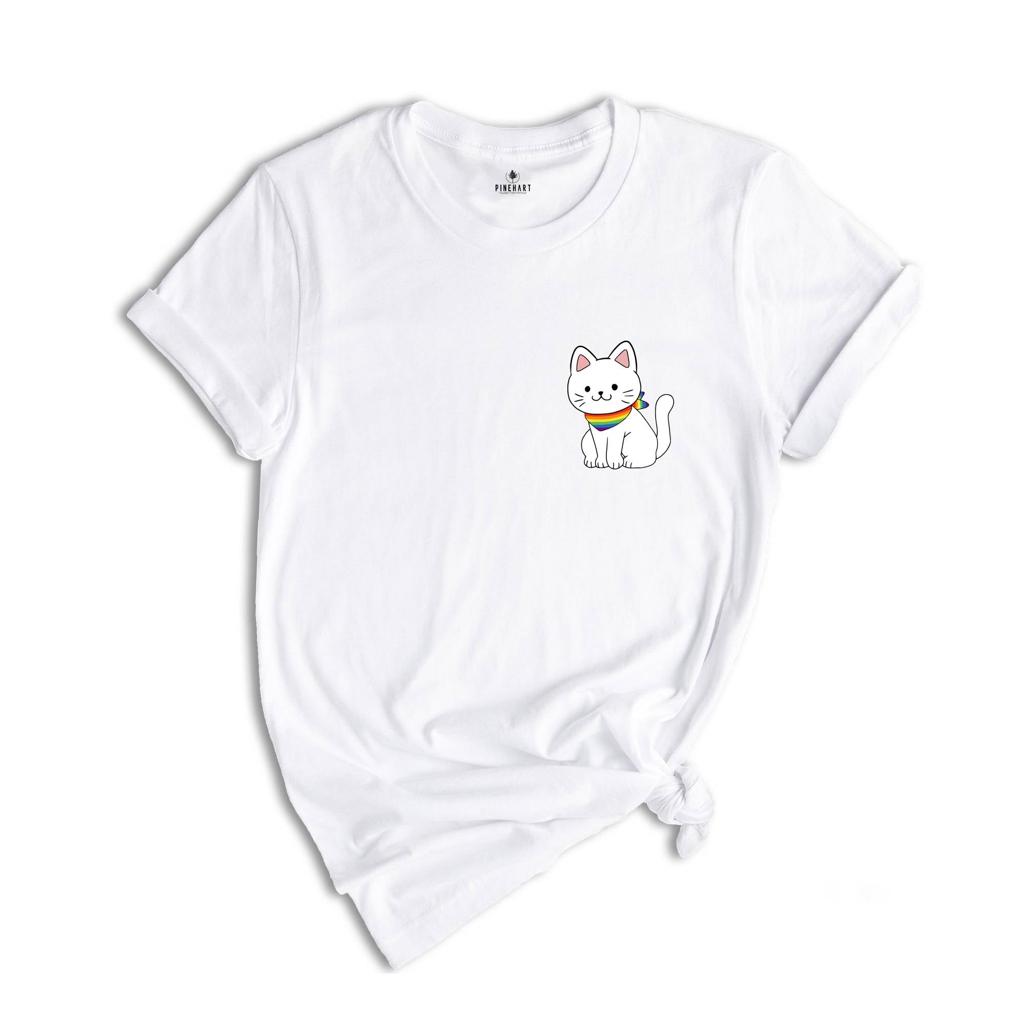 Pocket Pride Cat T-shirt, Trans Pride Shirt, Pride Ally Shirt, Funny Gay Shirt, Rainbow Colors Cat Shirts, Pride Outfit