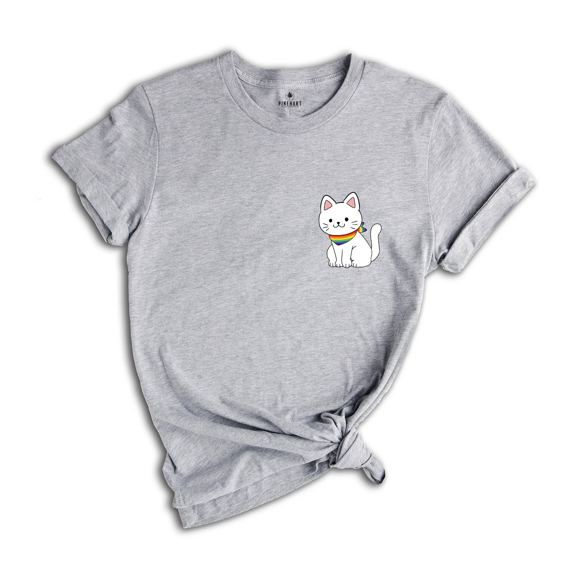 Pocket Pride Cat T-shirt, Trans Pride Shirt, Pride Ally Shirt, Funny Gay Shirt, Rainbow Colors Cat Shirts, Pride Outfit